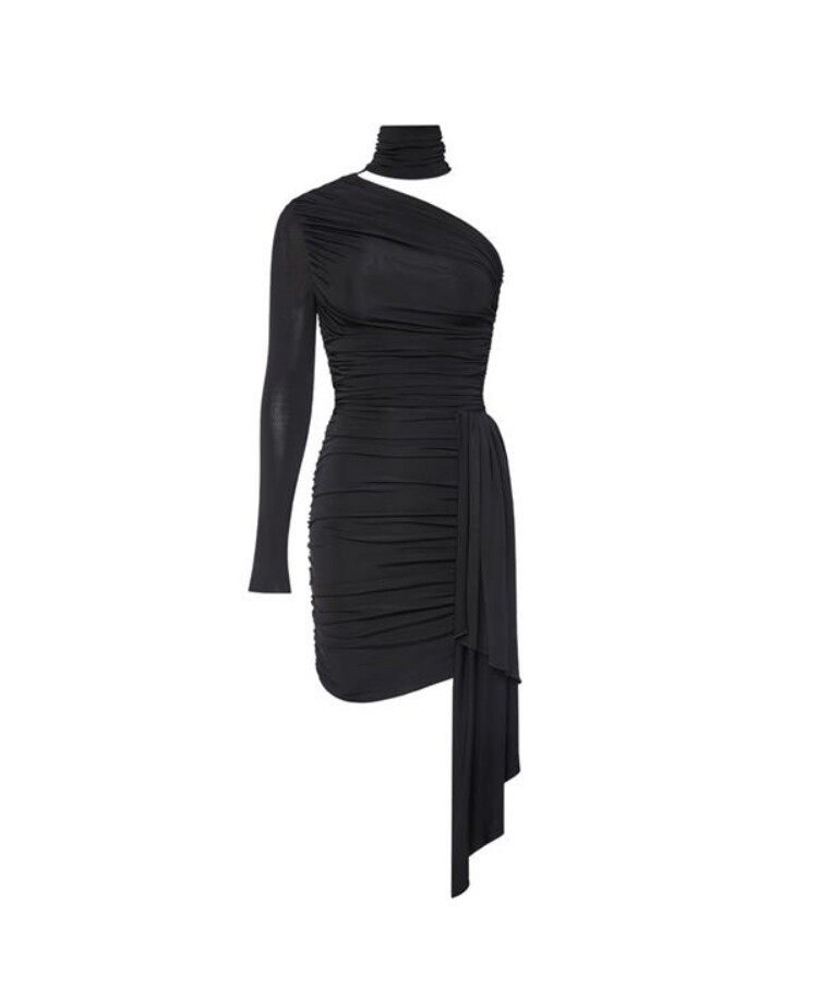 Платье-мини с драпировкой черное L'endorphine
