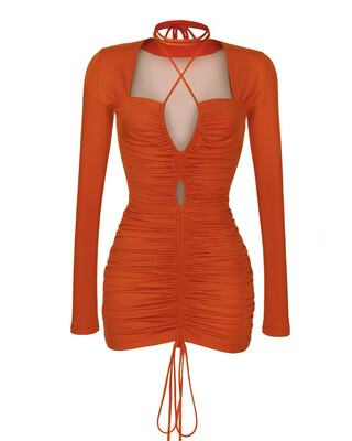 Платье с драпировкой оранжевое Rope