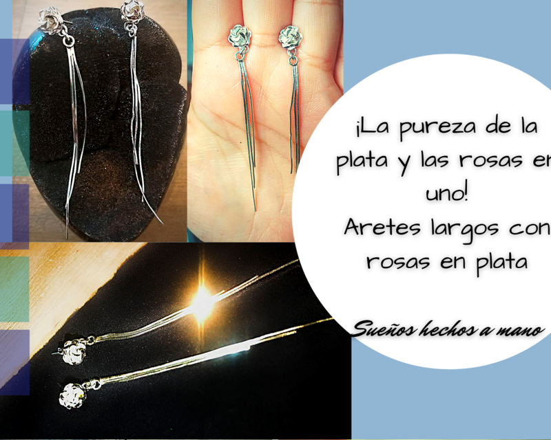 Aretes de plata con rosa