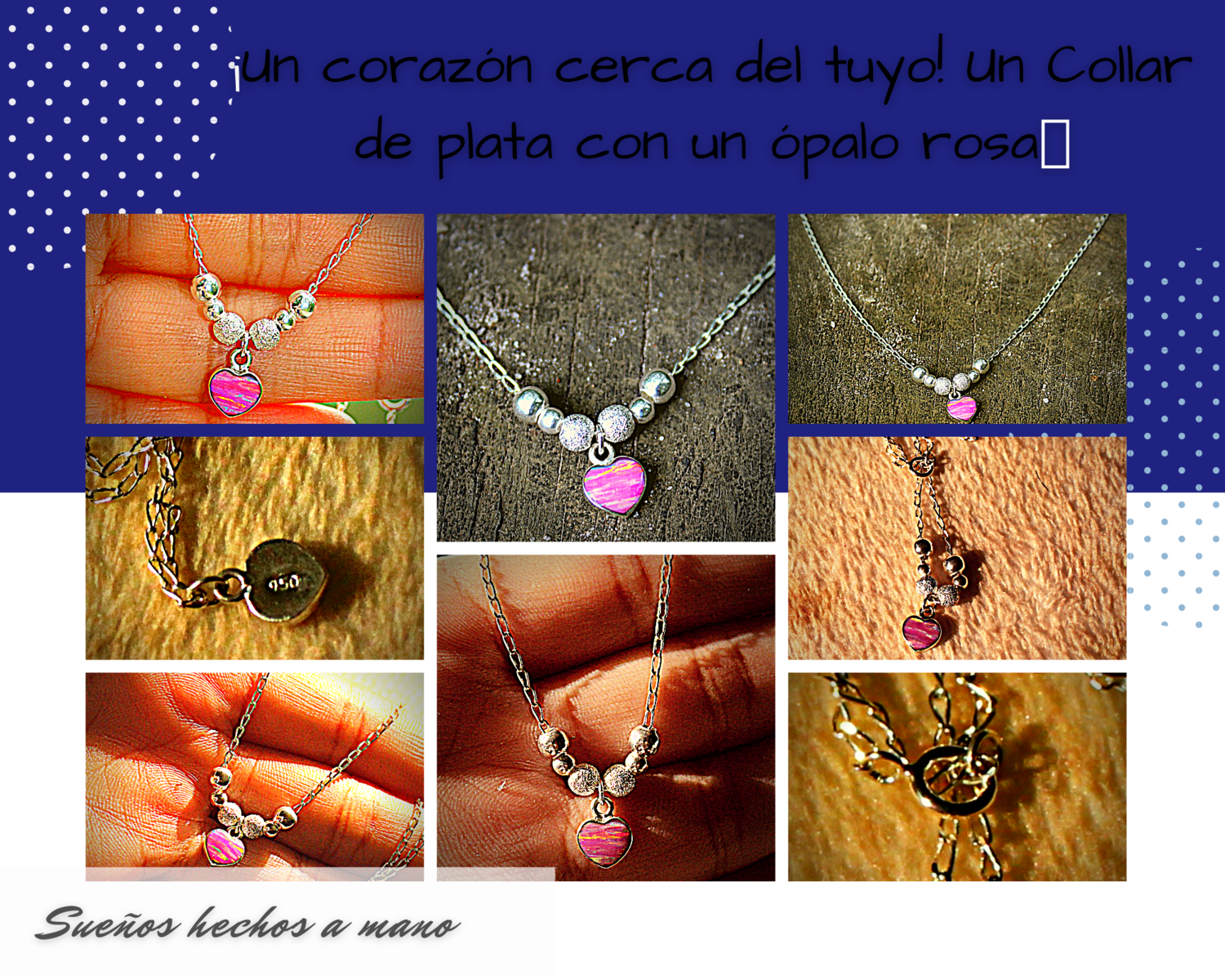 Collar en plata con ópalo rosa