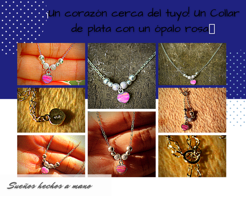 Collar en plata con ópalo rosa