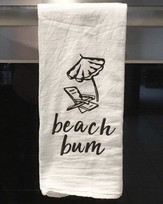 Beach bum tea towel