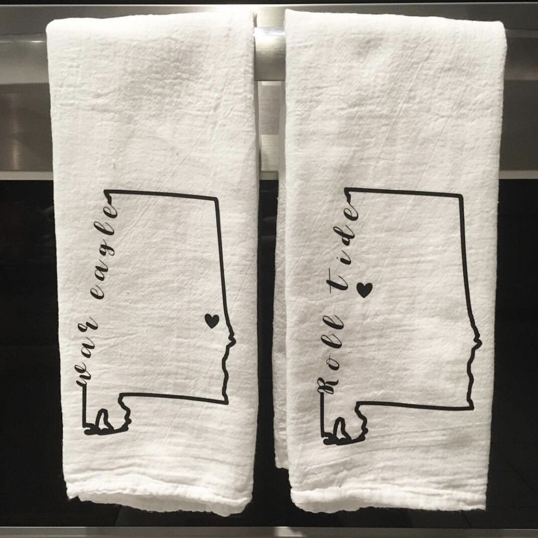 Tea towel war eagle/roll tide
