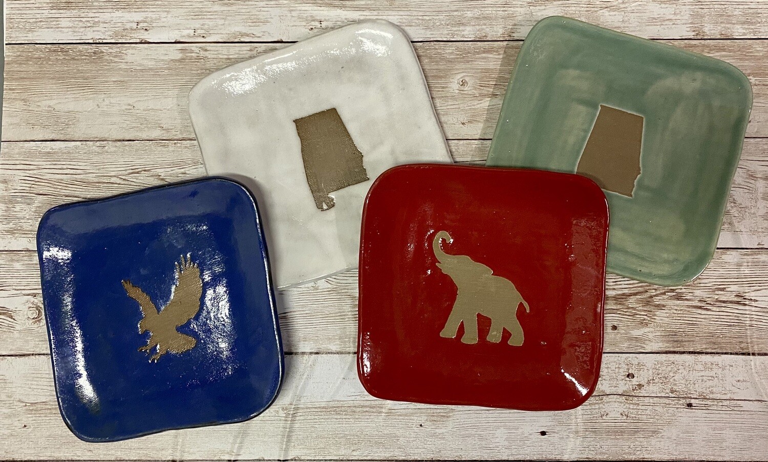 Square dish-Alabama, eagle, elephant