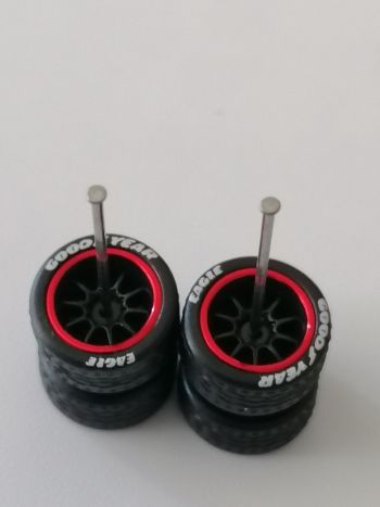 10 Spoke Black Red Trim Branded Tread Tyre