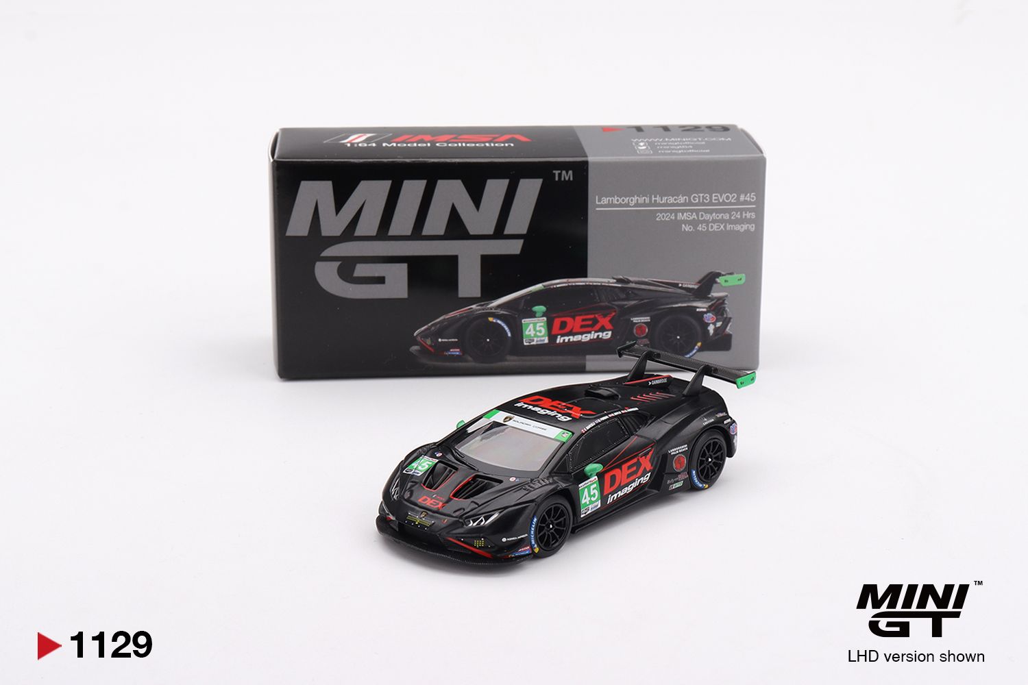 Mini GT Lamborghini Huracán GT3 EVO2 #45 No. 45 DEX Imaging  2024 IMSA Daytona 24 Hrs