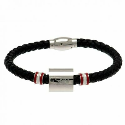Official Liverpool FC Stainless Steel/Leather Hoop Crest Bracelet