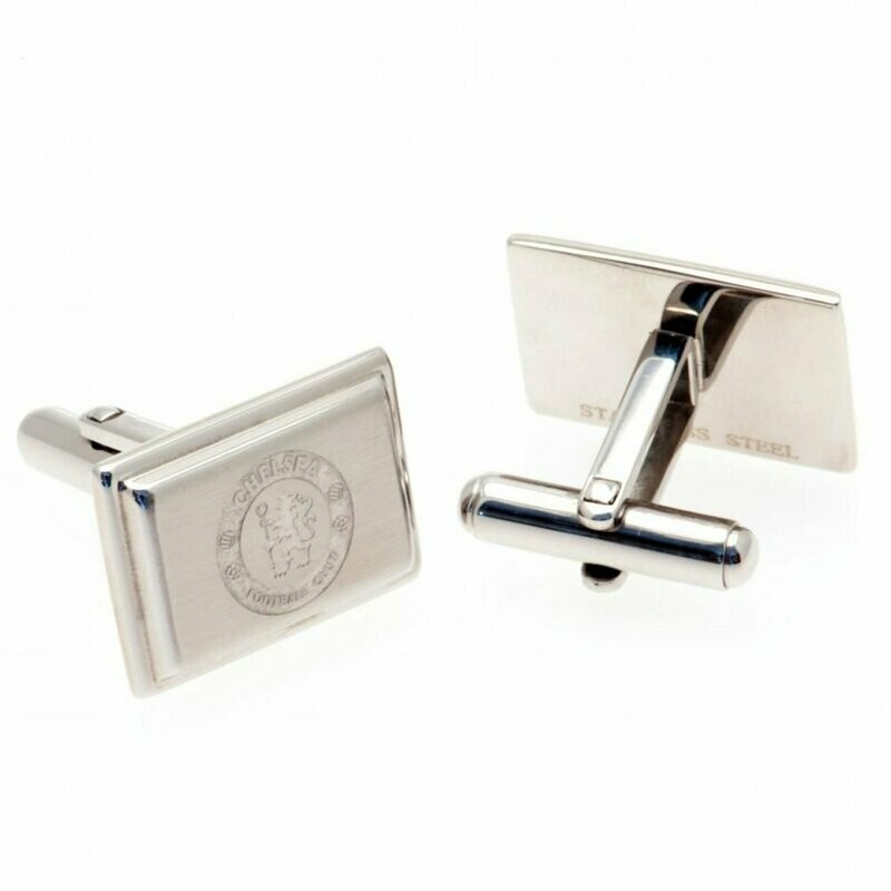 Official Chelsea FC Stainless Steel Oblong Crest Cufflinks.
