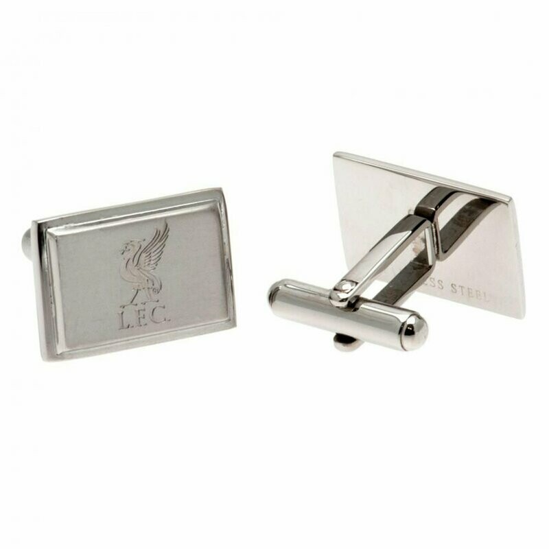 Official Liverpool FC Stainless Steel Oblong Crest Cufflinks.