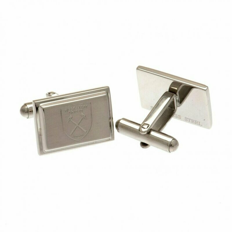 Official West Ham Utd Stainless Steel Oblong Crest Cufflinks.