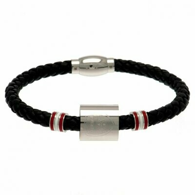Official Arsenal Stainless Steel/Leather Hoop Crest Bracelet
