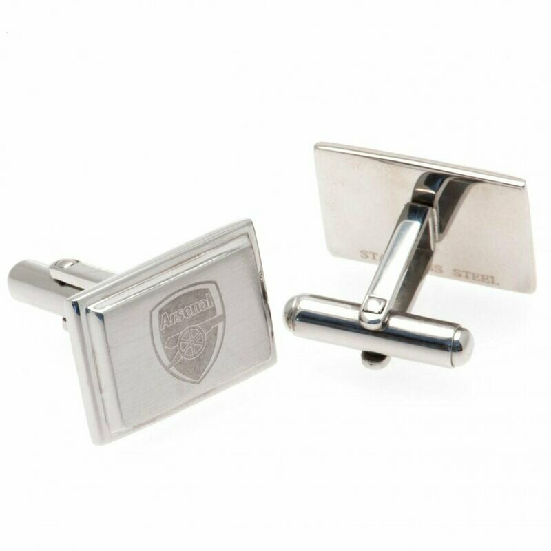 Official Arsenal Stainless Steel Oblong Crest Cufflinks.