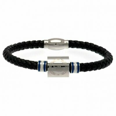 Official Chelsea FC Stainless Steel/Leather Hoop Crest Bracelet