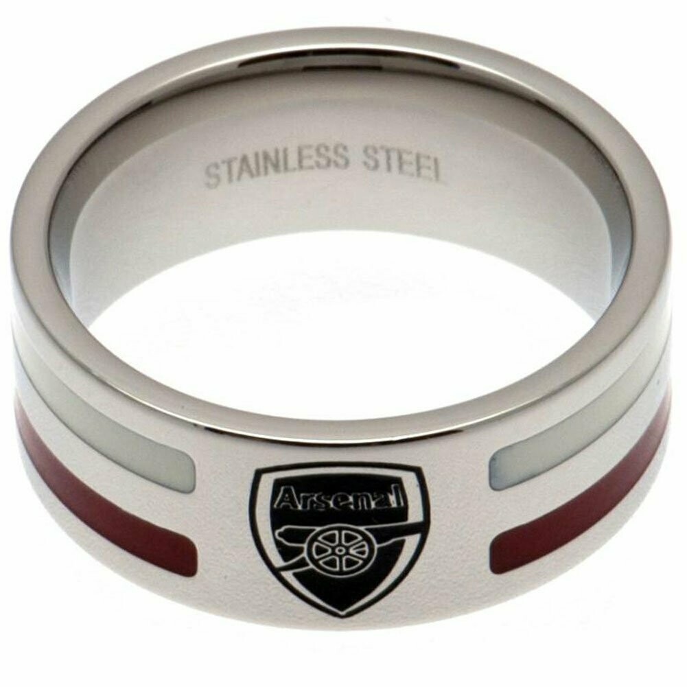 Official Arsenal Stainless Steel Striped Band Ring