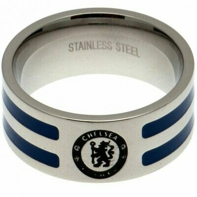 Official Chelsea FC Stainless Steel Striped Band Ring