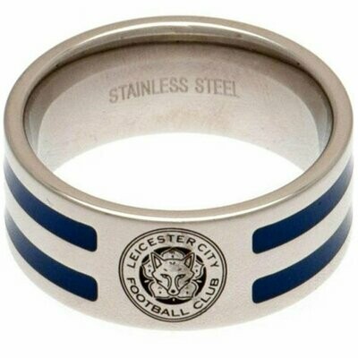 Official Leicester City Stainless Steel Striped Band Ring