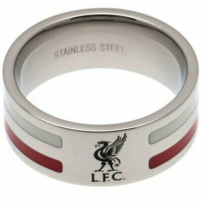 Official Liverpool F.C. Stainless Steel Striped Band Ring