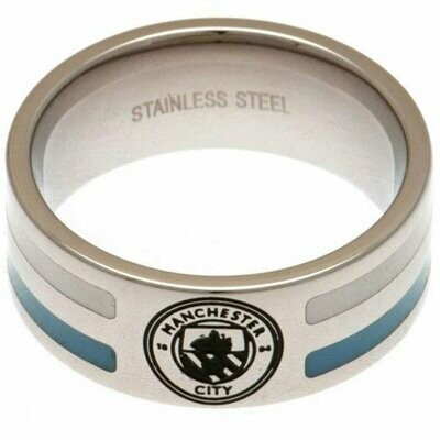 Official Man City Stainless Steel Striped Band Ring