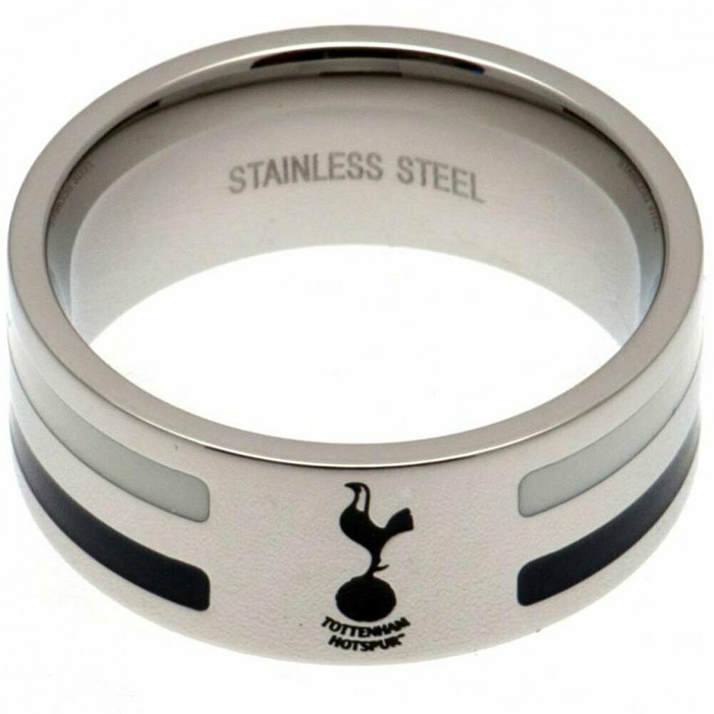 Official Tottenham Hotspur Stainless Steel Striped Band Ring
