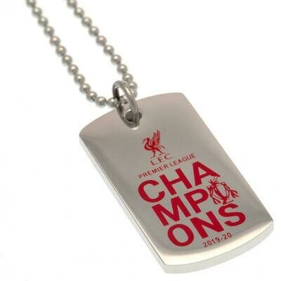 Official Liverpool F.C. PL Champions Stainless Steel Coloured Dog Tag & Ball Chain