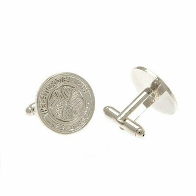 Official Celtic F.C. Silver Plated Crest Cufflinks.