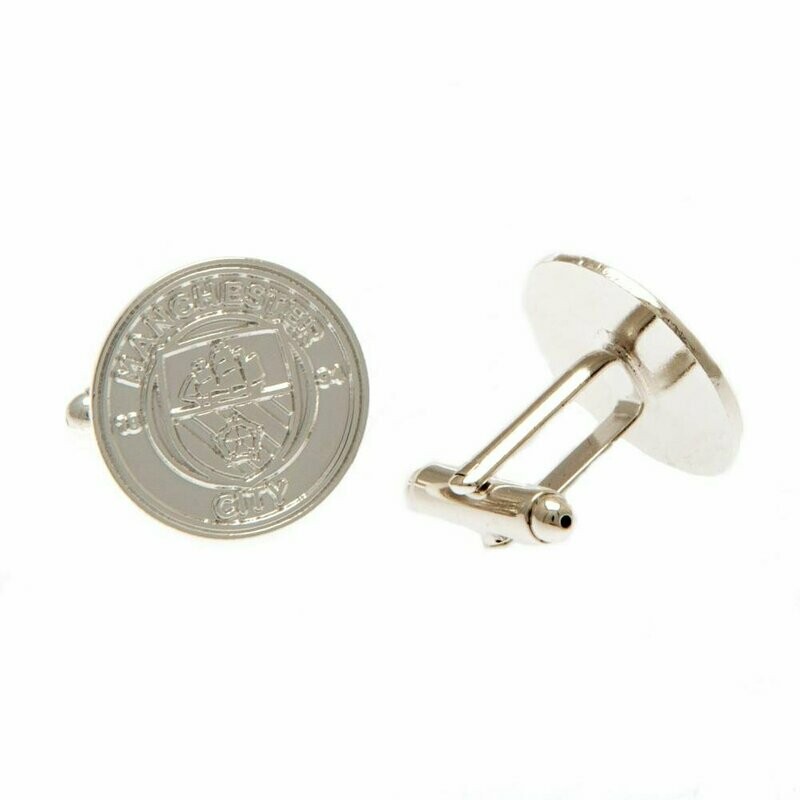 Official Man City Silver Plated Crest Cufflinks.