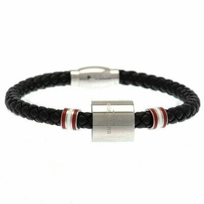 Official Liverpool F.C. PL Champions Stainless Steel/Leather Crest Bracelet