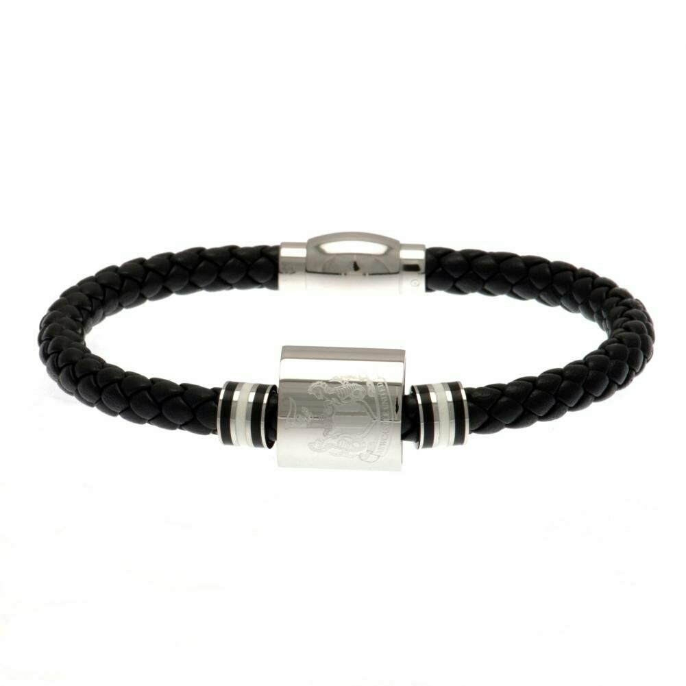 Official Newcastle Utd Stainless Steel/Leather Hoop Crest Bracelet