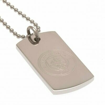 Official Man City Stainless Steel Dog Tag & Ball Chain