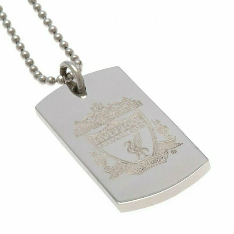Official Liverpool  Stainless Steel Crest Dog Tag & Ball Chain
