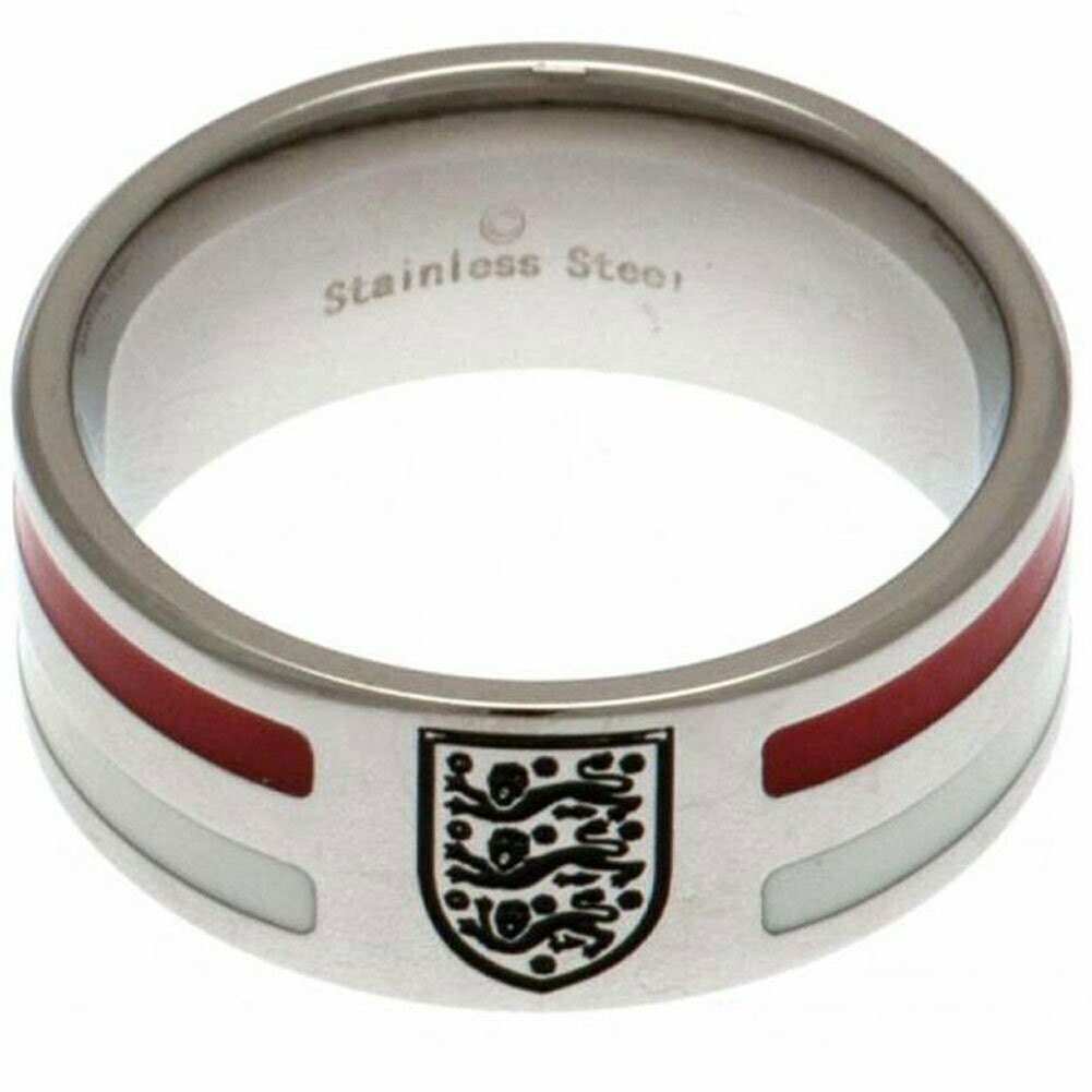 Official England Stainless Steel Striped Band Ring
