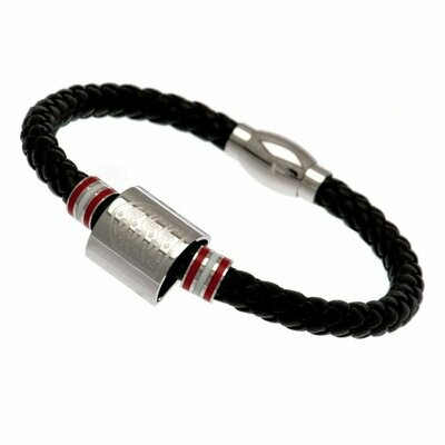 Official England Stainless Steel/Leather Hoop Crest Bracelet
