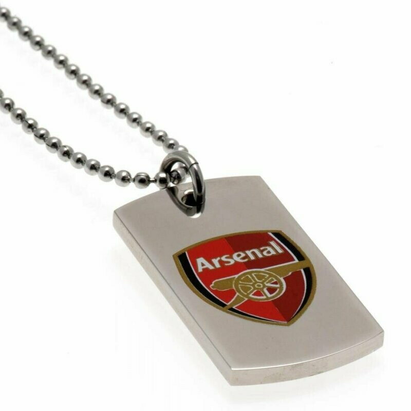 Official Arsenal  Coloured Stainless Steel Dog Tag & Ball Chain