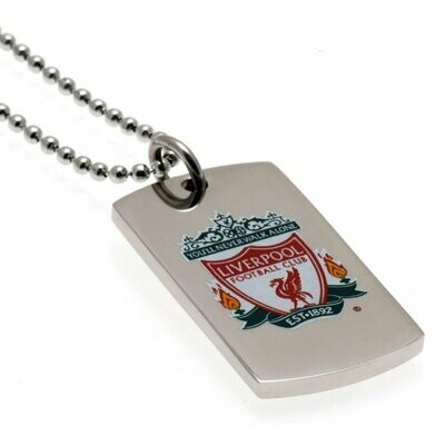 Official Liverpool S/Steel Coloured Crest Dog Tag & Ball Chain