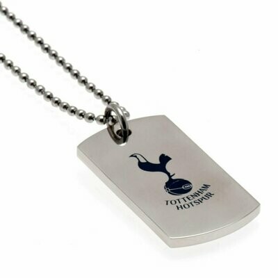 Official Tottenham Hotspur S/Steel Coloured Crest Dog Tag & Ball Chain