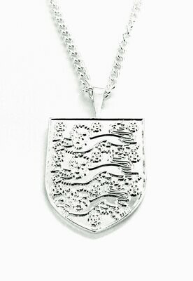 Official England Silver Plated Crest Pendant & Chain