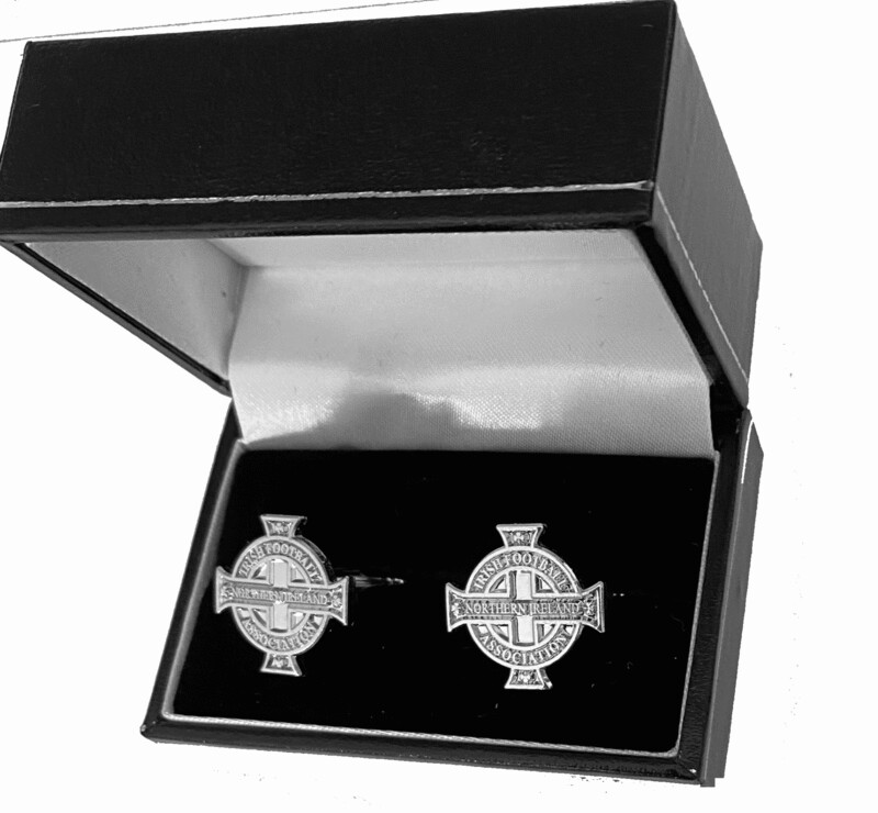 Official Northern Ireland Silver Plated Crest Cufflinks.