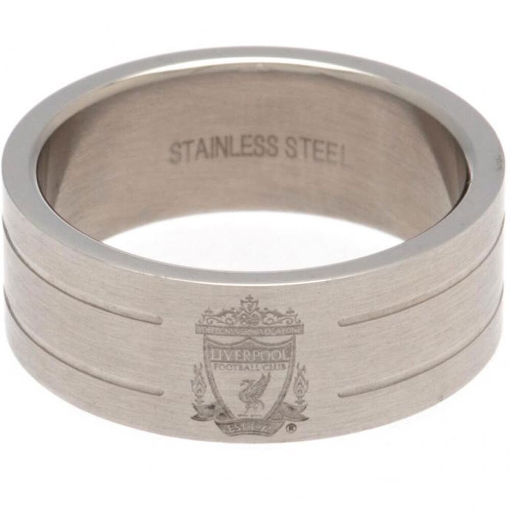Official Liverpool F.C. Stainless Steel Striped Band Ring