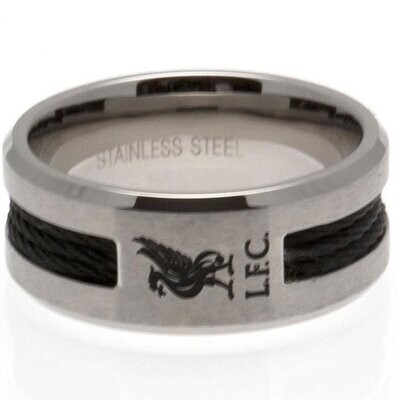 Official Liverpool F.C. Stainless Steel Black Inlay Band Ring