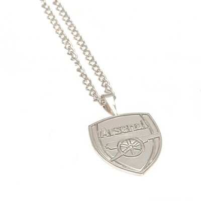 Official Arsenal Silver Plated Crest Pendant & Chain