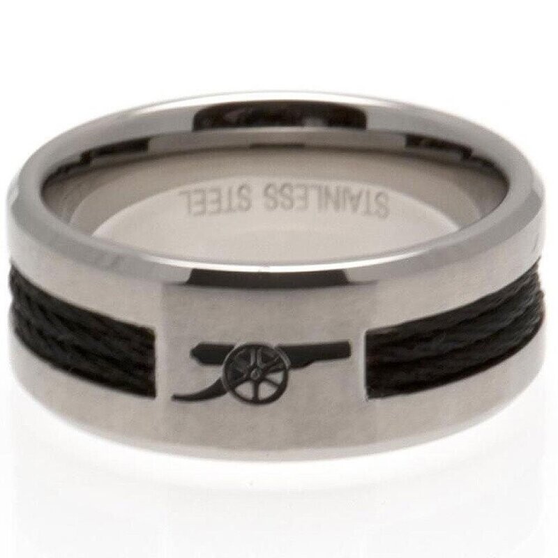 Official Arsenal Stainless  Black Inlay Crest Ring