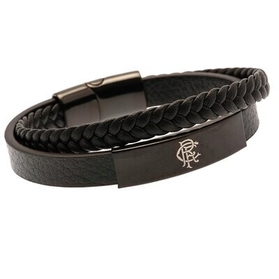 Official Rangers FC Stainless Steel/Leather Bracelet