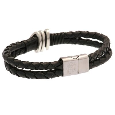 Official Rangers Stainless Steel/Leather Bracelet