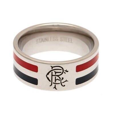 Official Rangers F.C. Stainless Steel Striped Band Ring