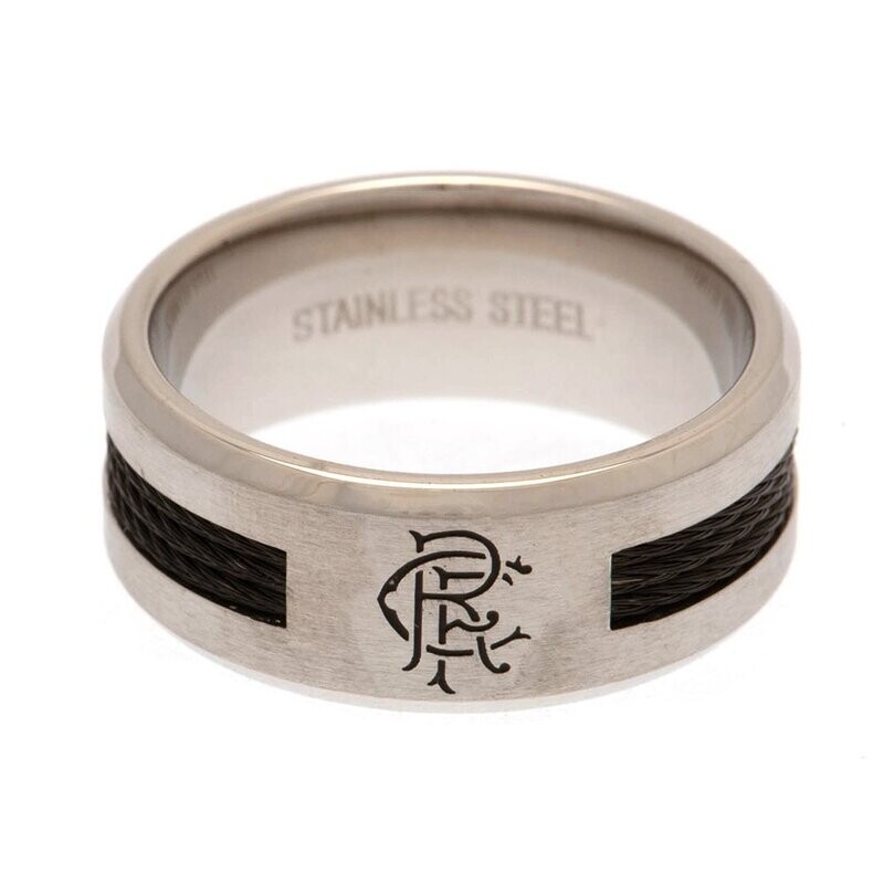 Official Rangers Stainless  Black Inlay Crest Ring