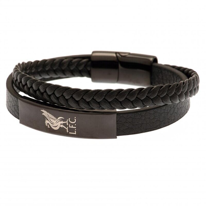 Official Liverpool FC Stainless Steel/Leather Bracelet