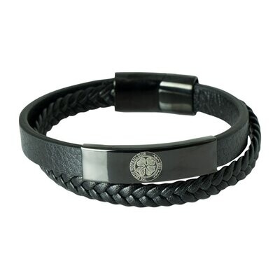 Official Celtic FC Stainless Steel/Leather Bracelet