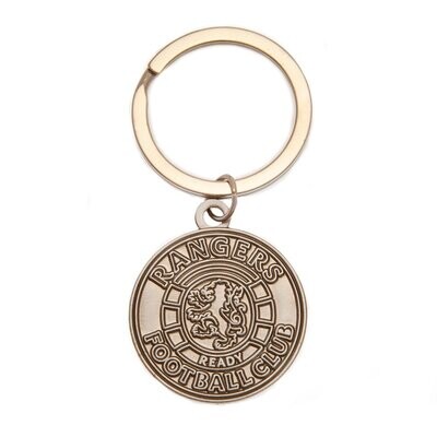 Official Rangers Ready Crest Antique Silver Colour Keyring