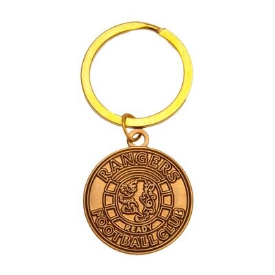 Official Rangers Ready Crest Antique Gold Colour Keyring