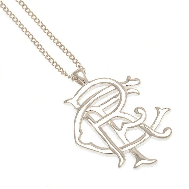 Official Rangers F.C. Sterling Silver Large Crest Fixed Bale Pendant & Chain